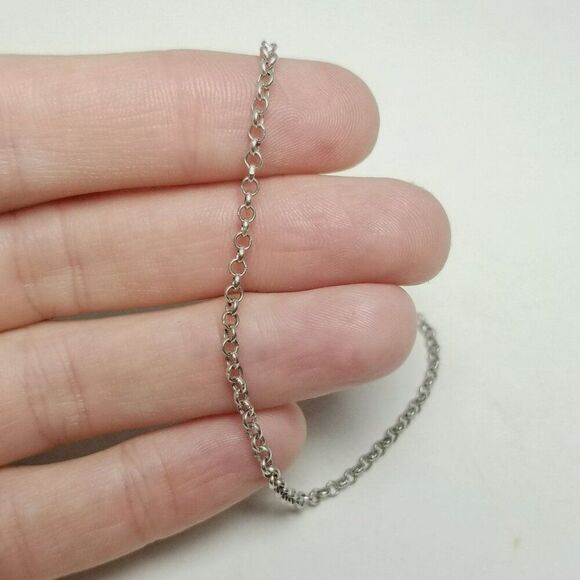 Vintage Sterling Silver Chain Bracelet, 925 Milor Italy, Rolo Link, 7 Inch - Picture 2 of 7